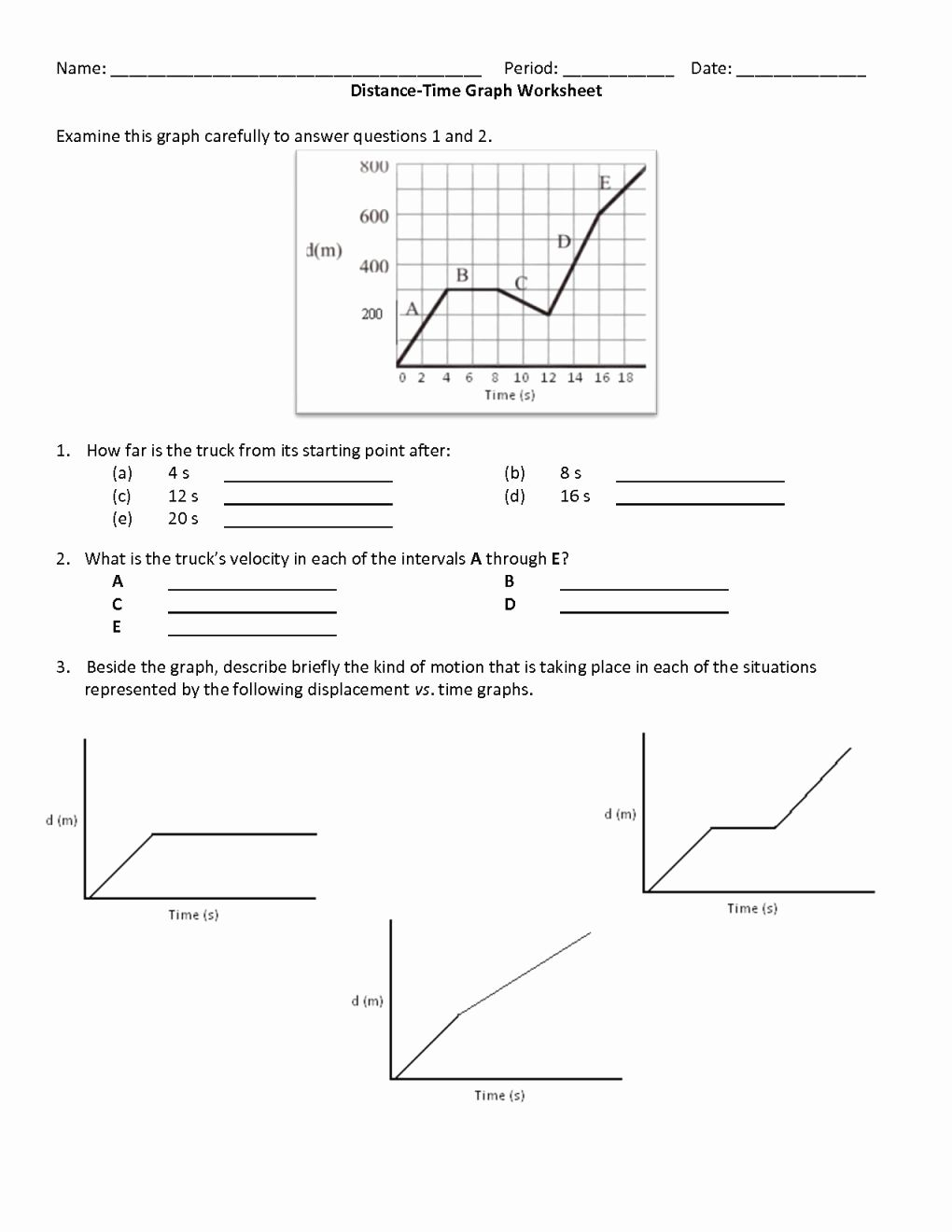 Graphing Acceleration Worksheet