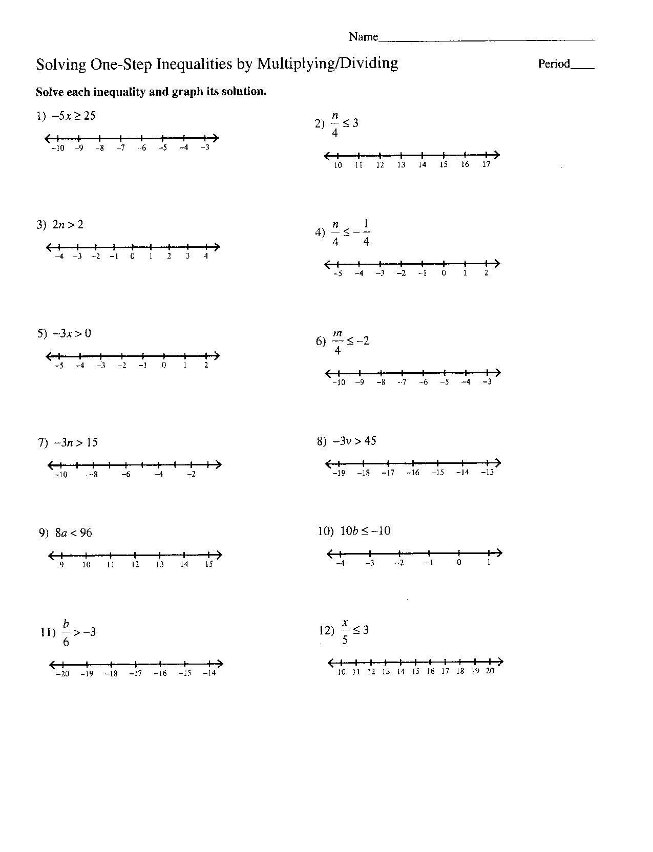 Graphing Linear Inequalities Worksheet