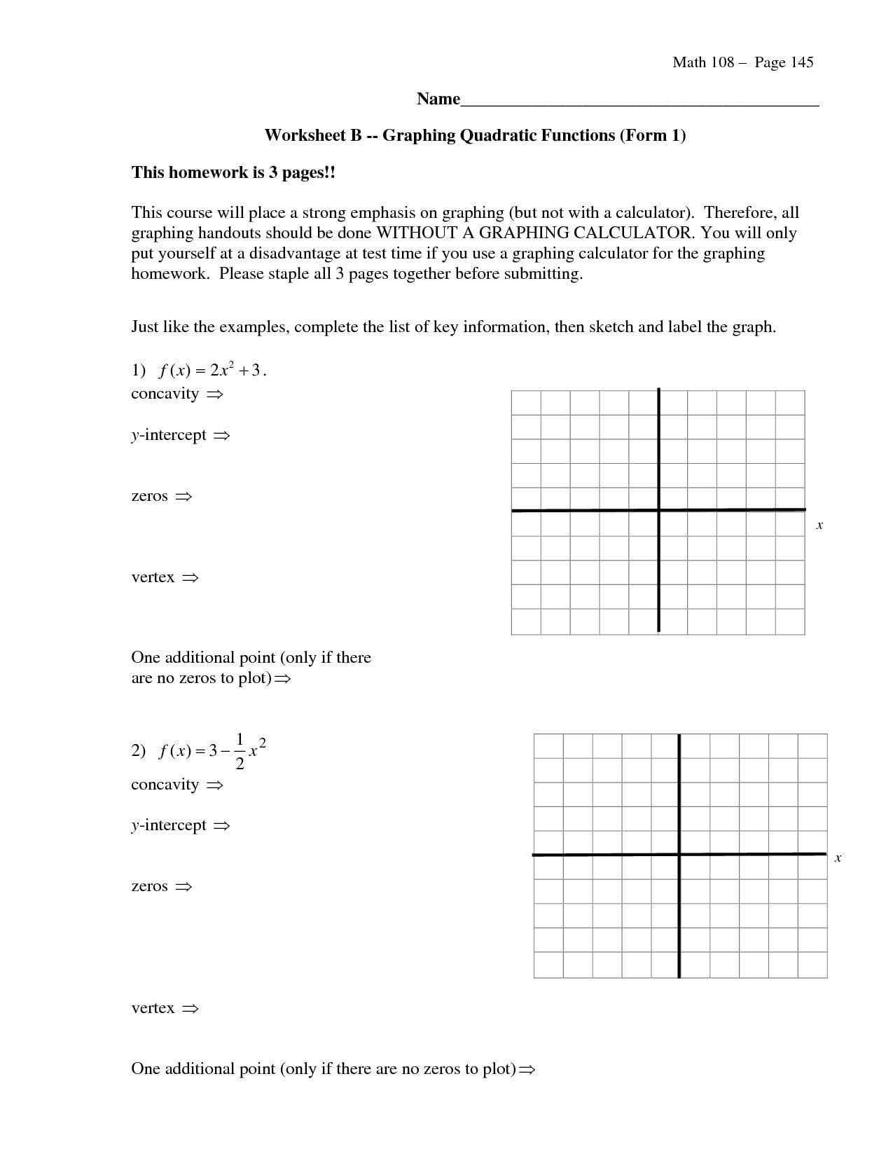 Graphing Parabolas In Vertex Form Worksheet Db excel