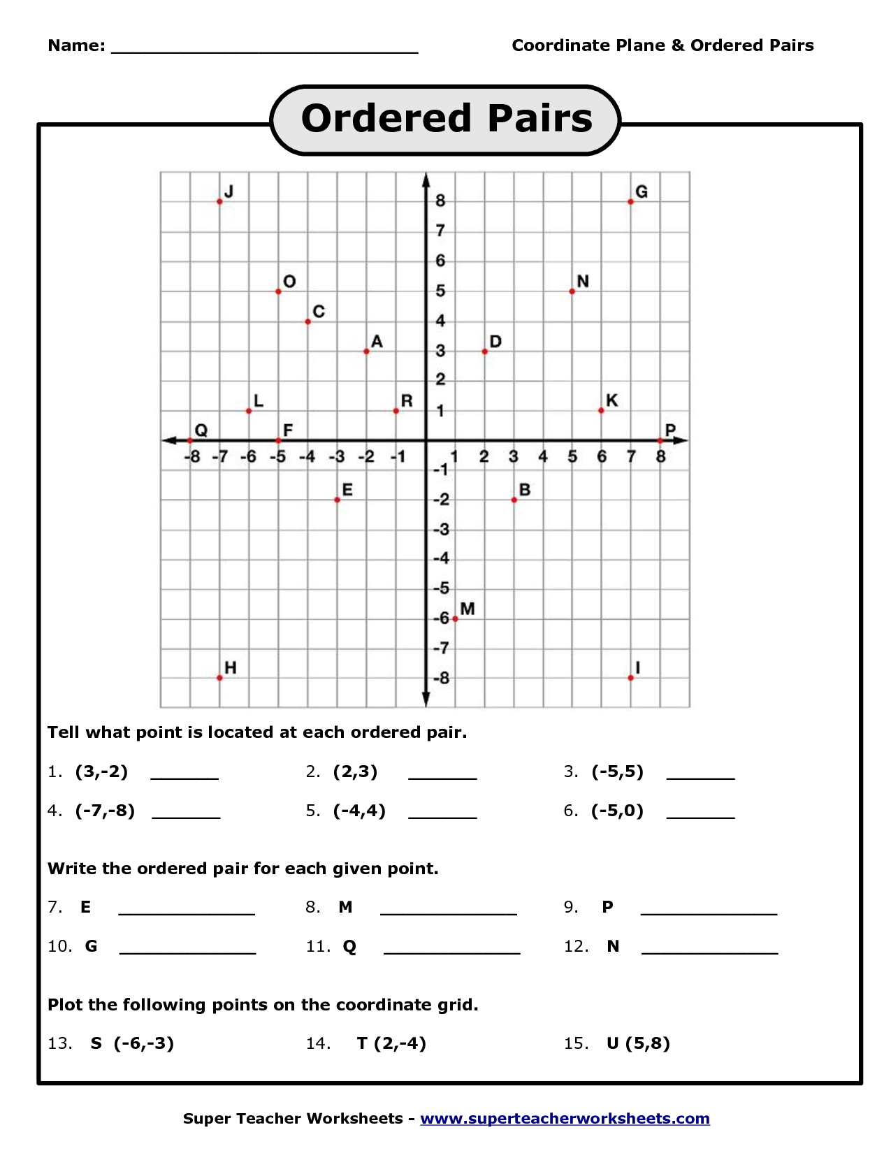 Graphing Points On Coordinate Plane Worksheet Coordinate Plane