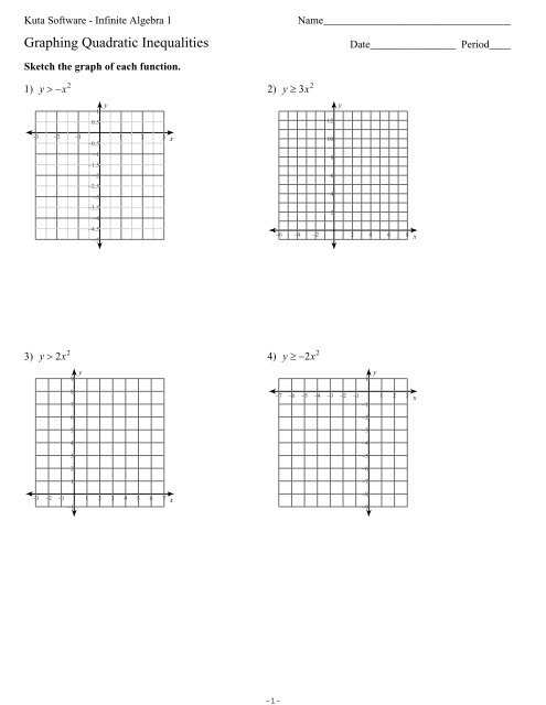 Graphing Quadratic Inequalities ks ia1 Kuta Software