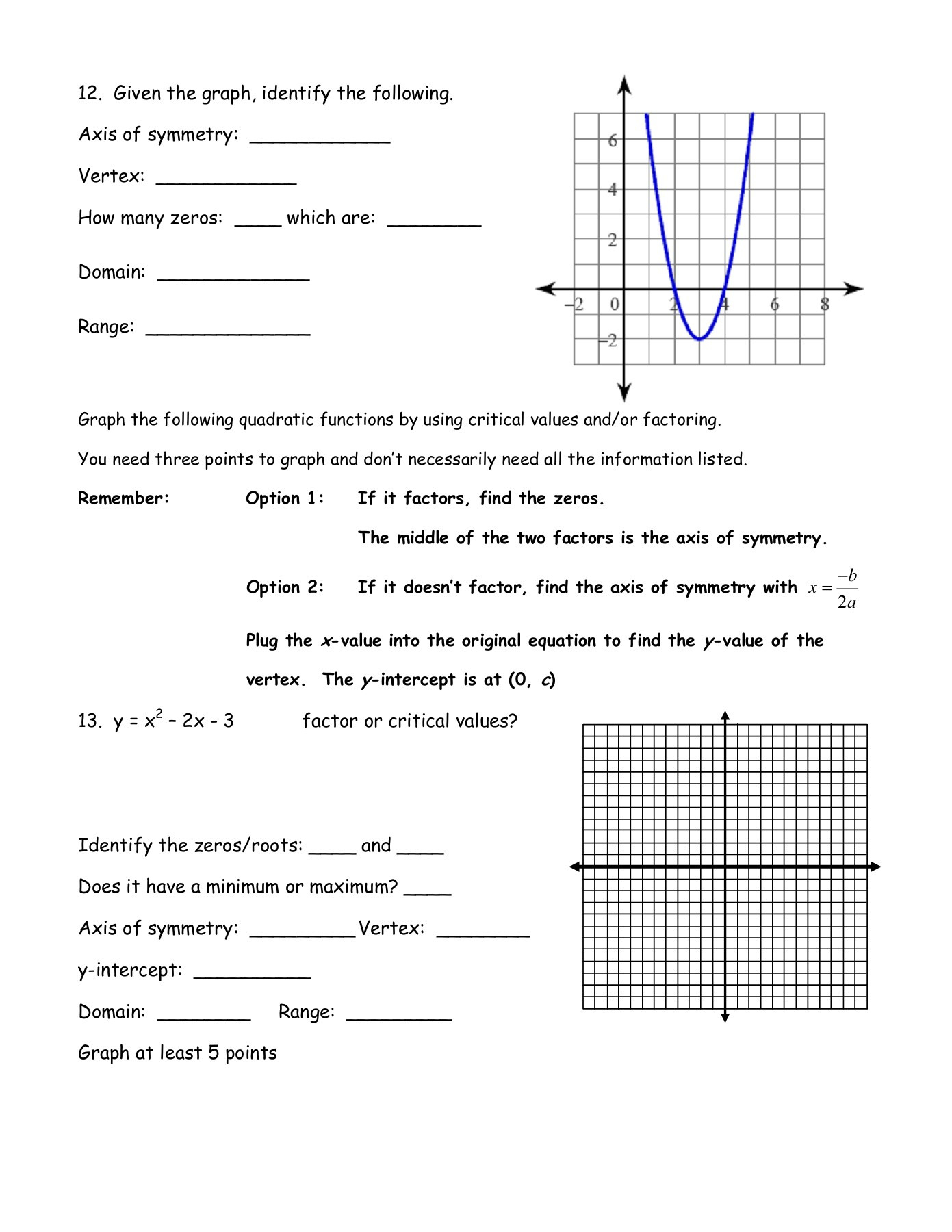 Graphing Quadratics Review Worksheet Db excel