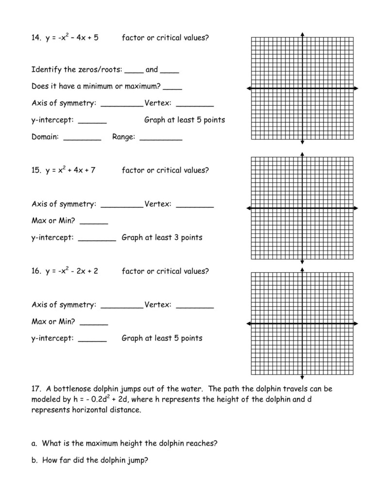 Graphing Quadratics Review Worksheet Db excel