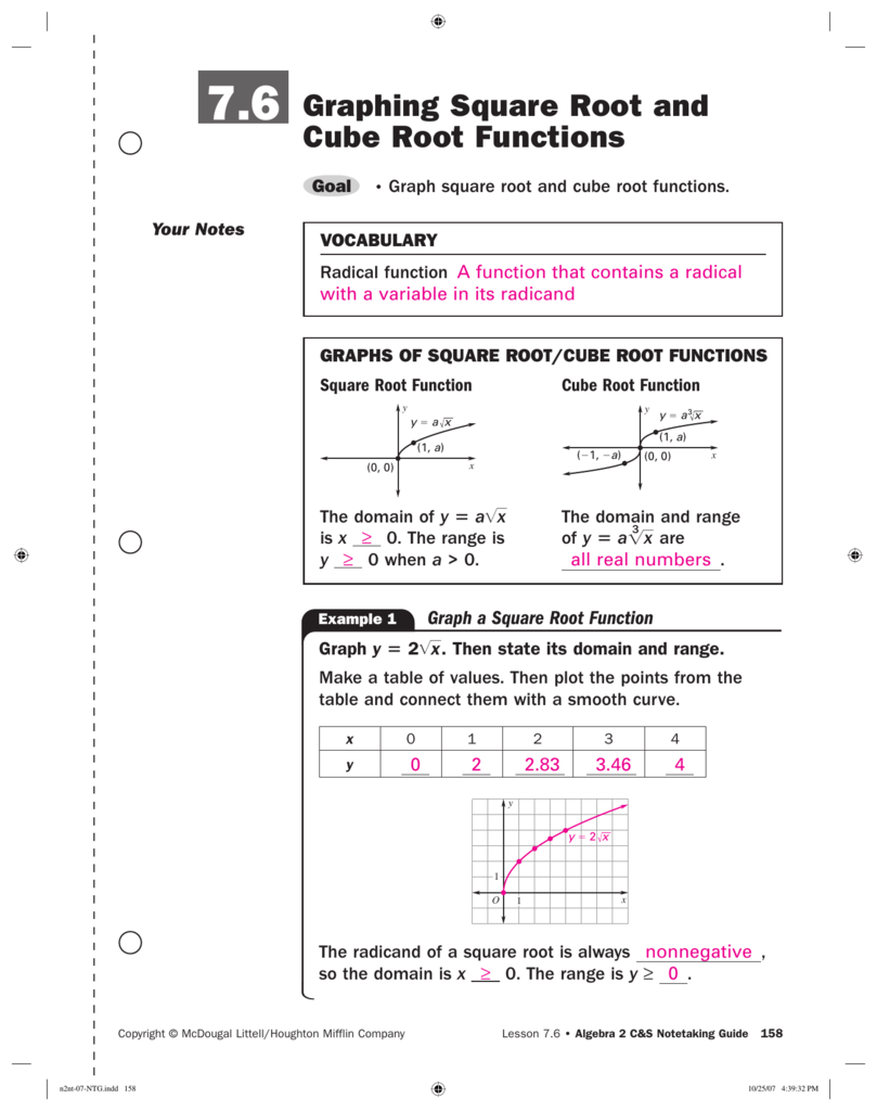 Graphing Square Root And Cube Root Functions