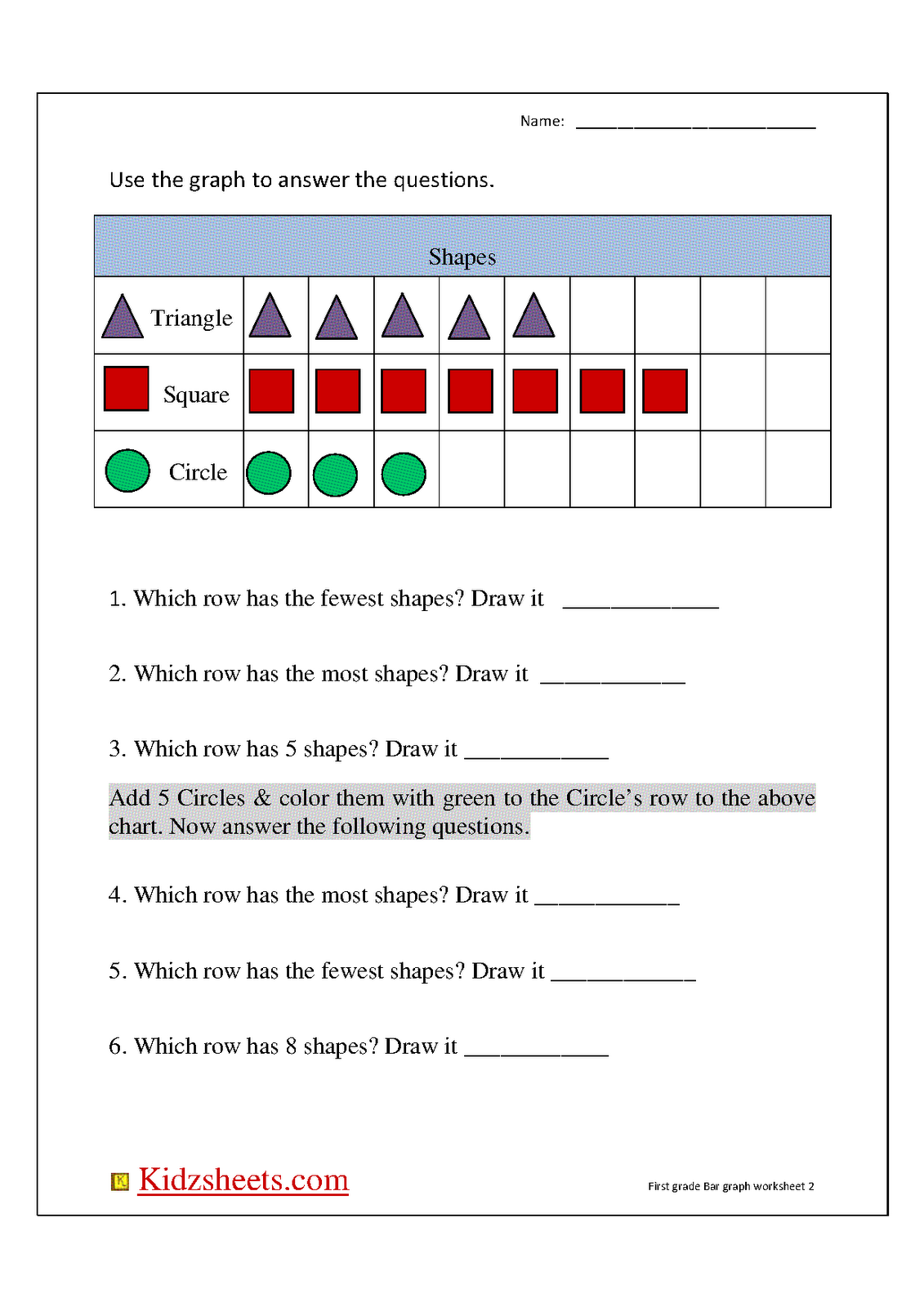 Kidz Worksheets First Grade Bar Graph2