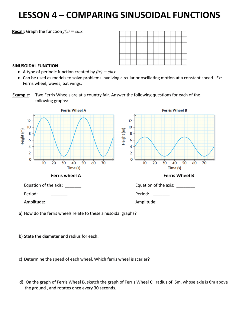 LESSON 4 COMPARING SINUSOIDAL FUNCTIONS