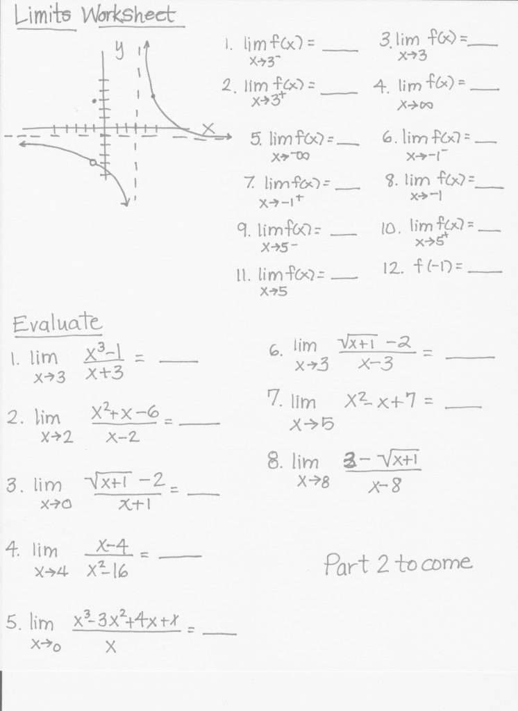 Limits Worksheet Printable