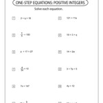 One Step Equations Worksheets Math Monks