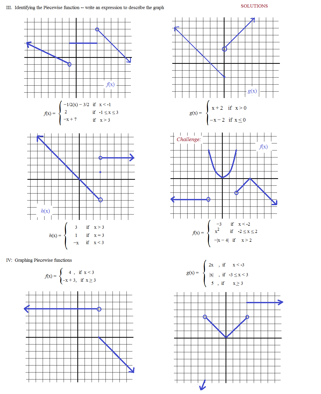 Piecewise Functions Functions Algebra Parent Functions Linear Function