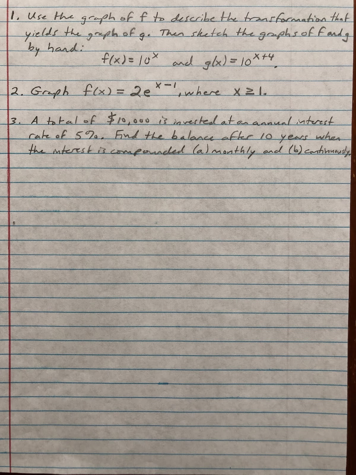 Professor Frank s Math Blog Part 1 Exponential Functions And Their Graphs Practice Problems 