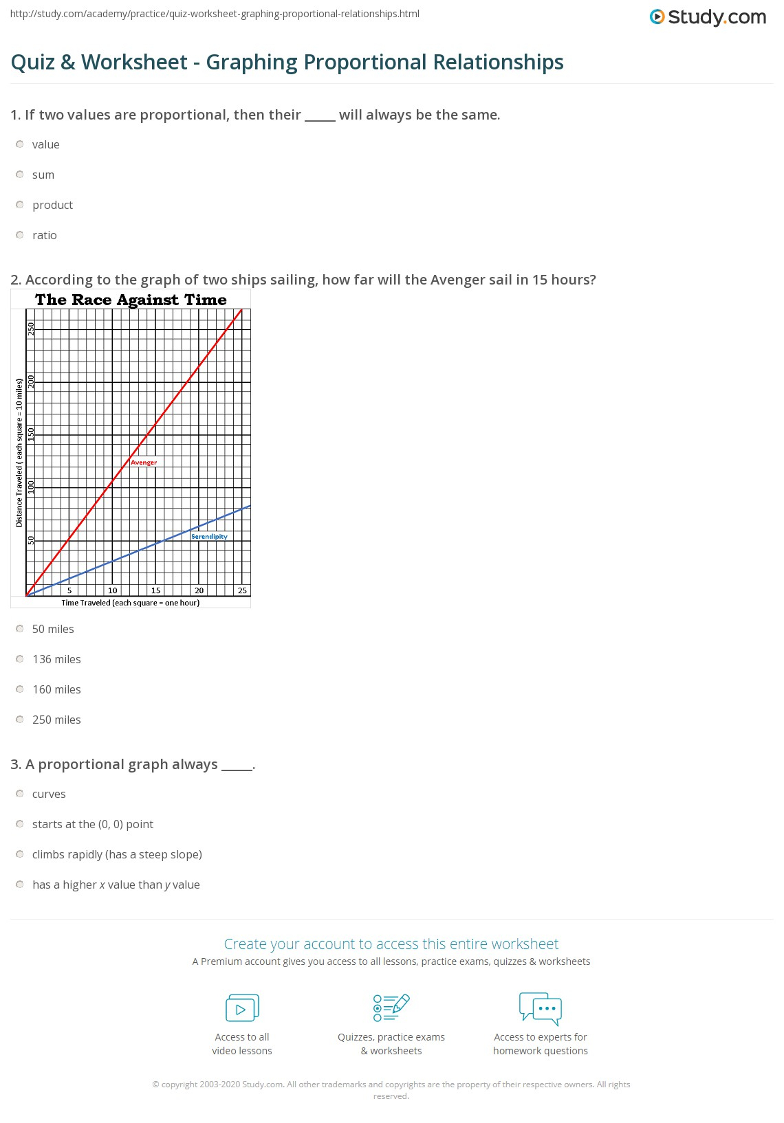 Quiz Worksheet Graphing Proportional Relationships Study