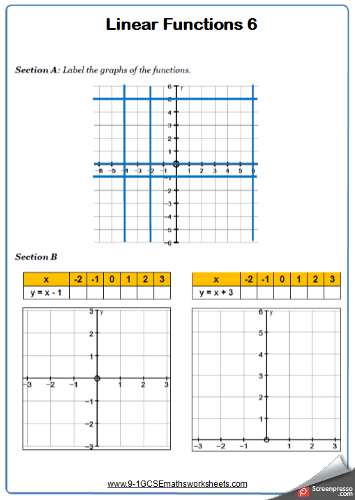 Reading Linear Graphs Worksheets