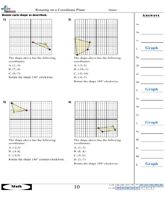 Rotating On A Coordinate Plane Worksheet With Answers Download 