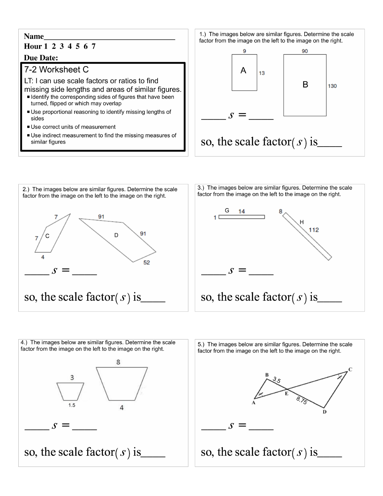 Scale Factor Worksheet 5th Grade Educational Worksheet