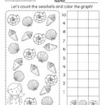 Seashell Bar Graph Worksheet For Kindergarten Free Printable Digital