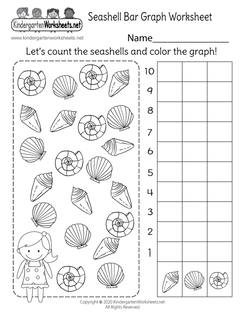 Seashell Bar Graph Worksheet For Kindergarten Free Printable Digital 