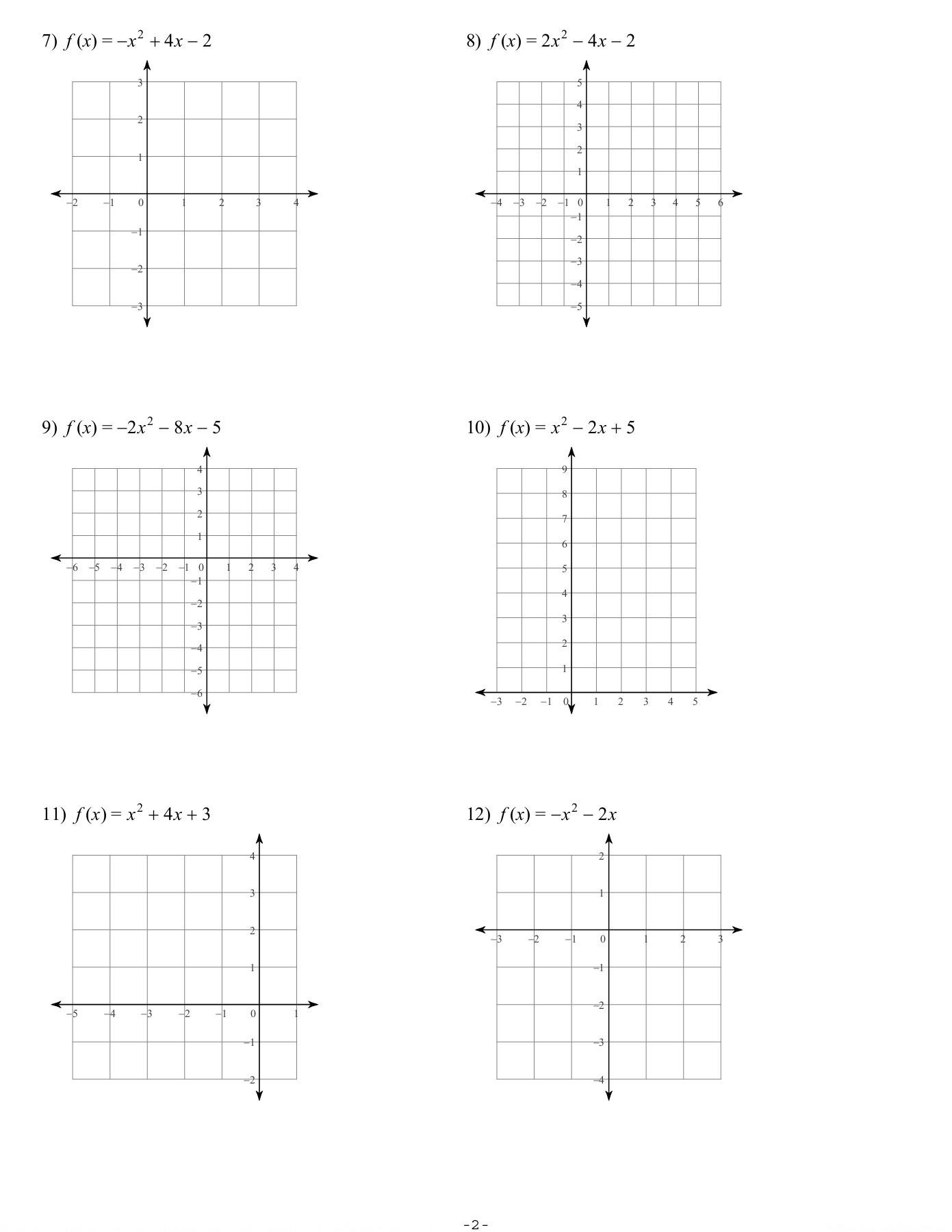 Sketch The Graph Of Each Function Worksheet