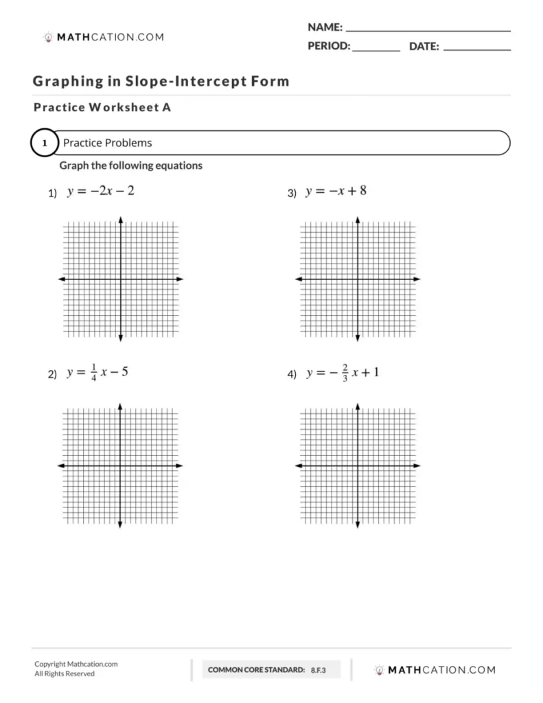 Slope Intercept Form Worksheet Word Worksheet