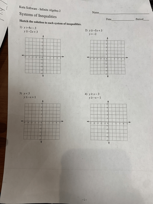 Solving Systems Of Equations By Graphing Kuta Software Worksheet 