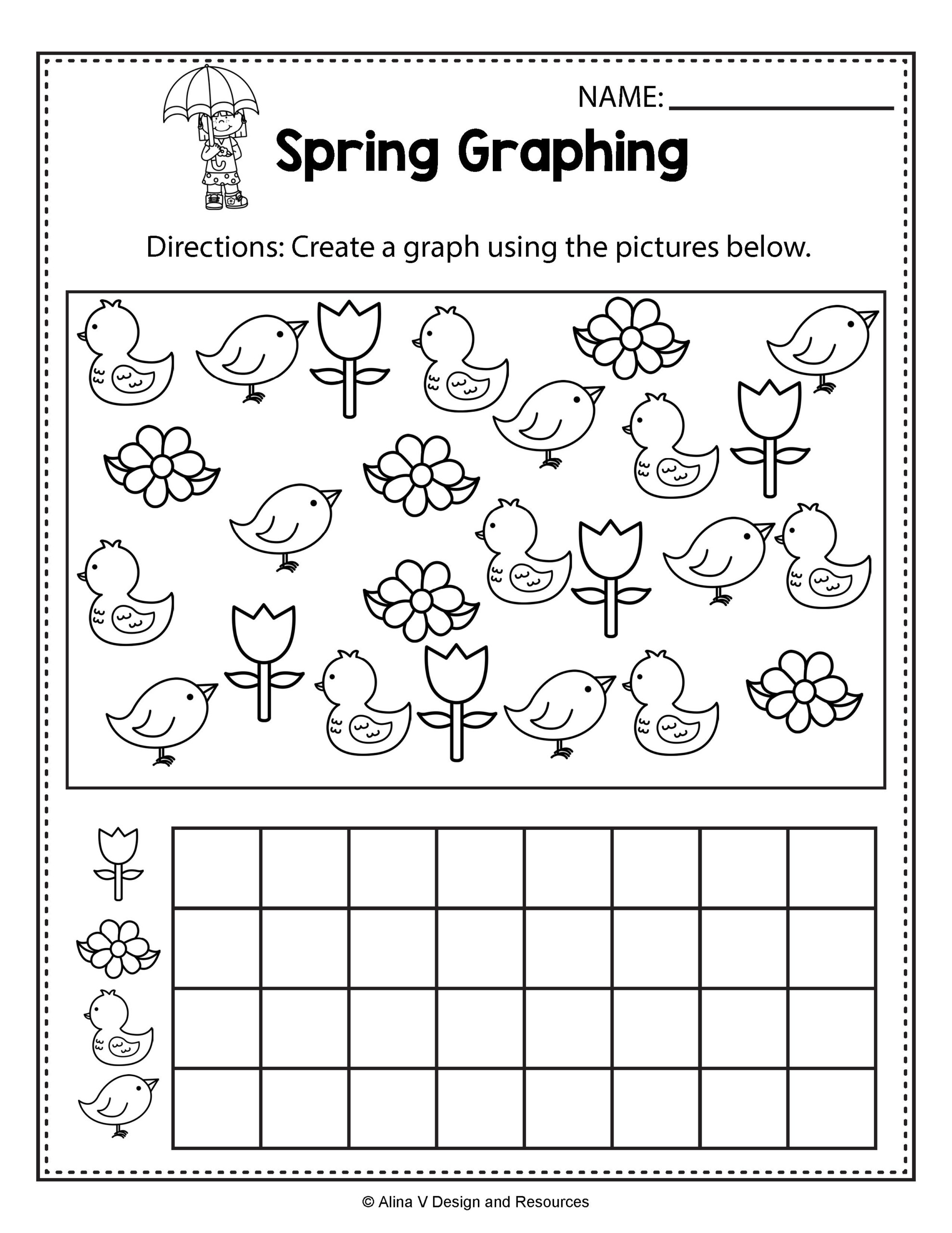 Spring Graphing Spring Math Worksheets And Activities For Preschool 