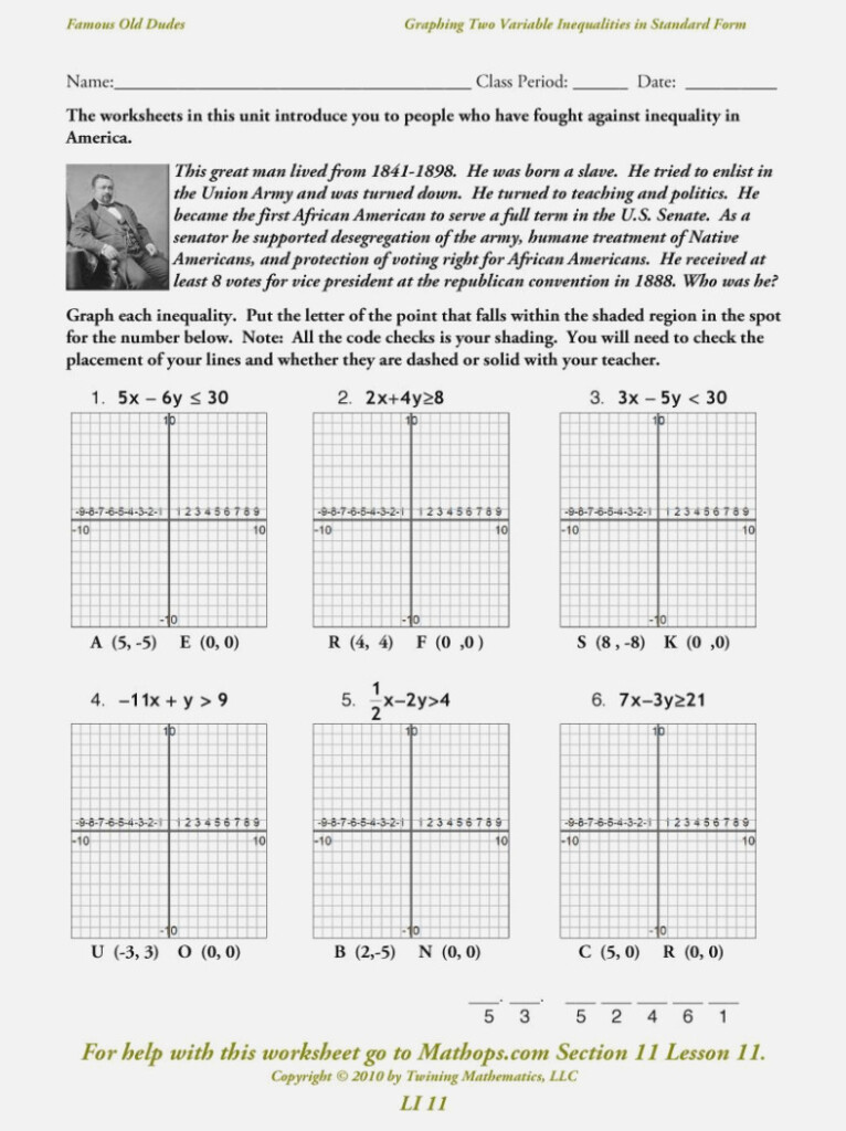 Systems Of Equations Graphing In Standard Form Worksheet 