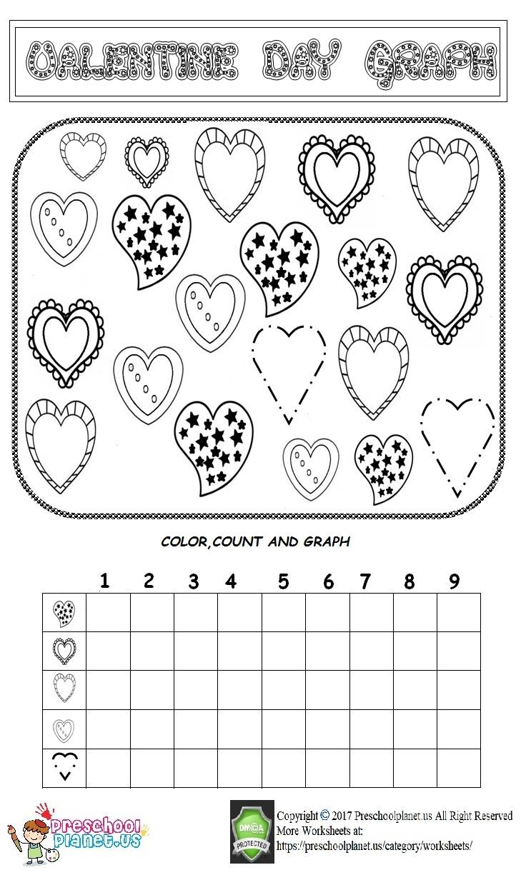 Valentine Day Graph Worksheet Preschoolplanet