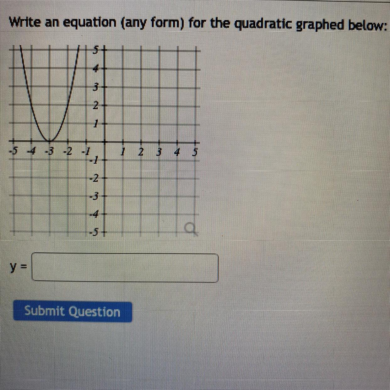  Write An Equation any Form For The Quadratic Graphed Below 