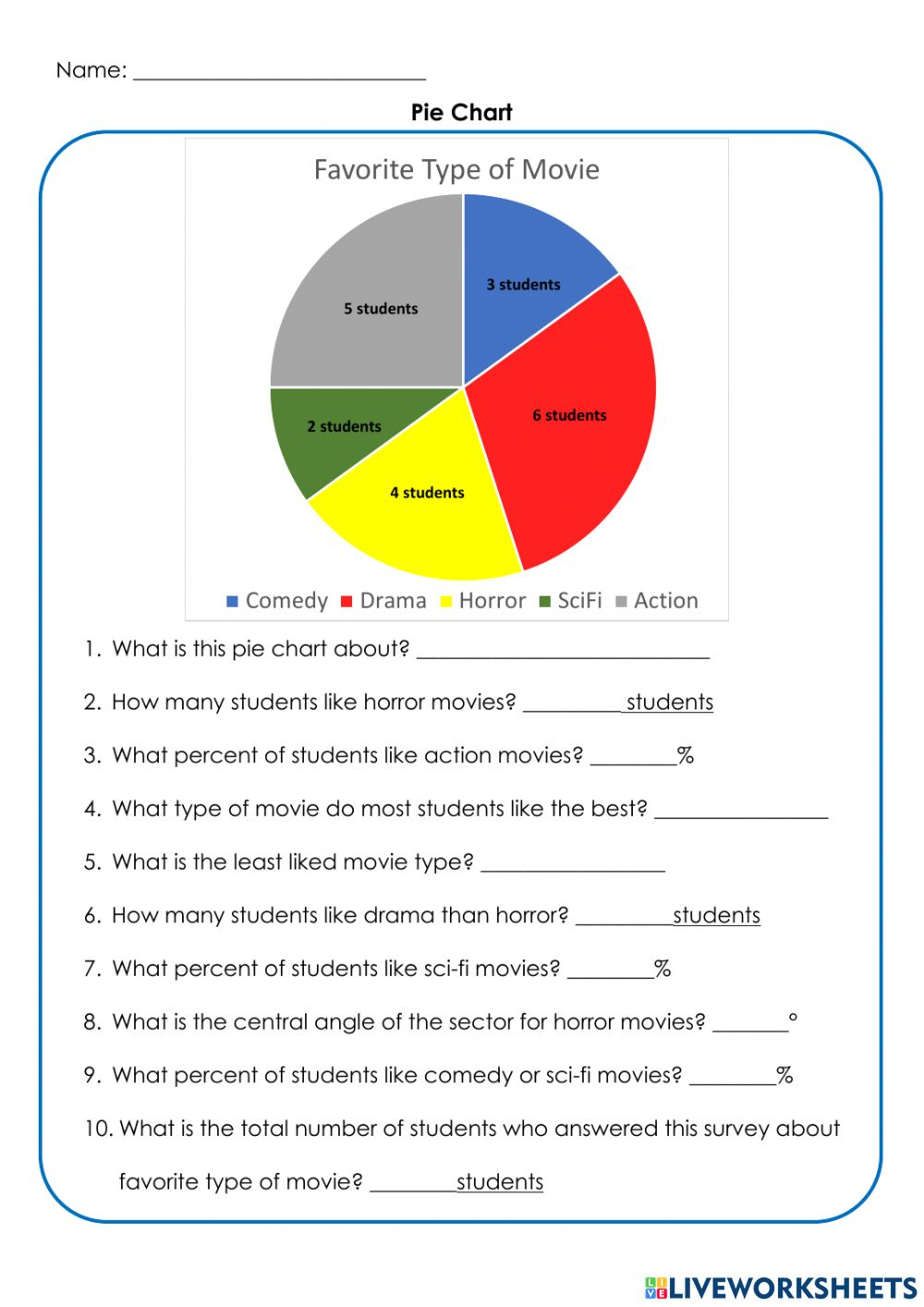 Year 6 Pie Chart Worksheets Worksheets For Kindergarten